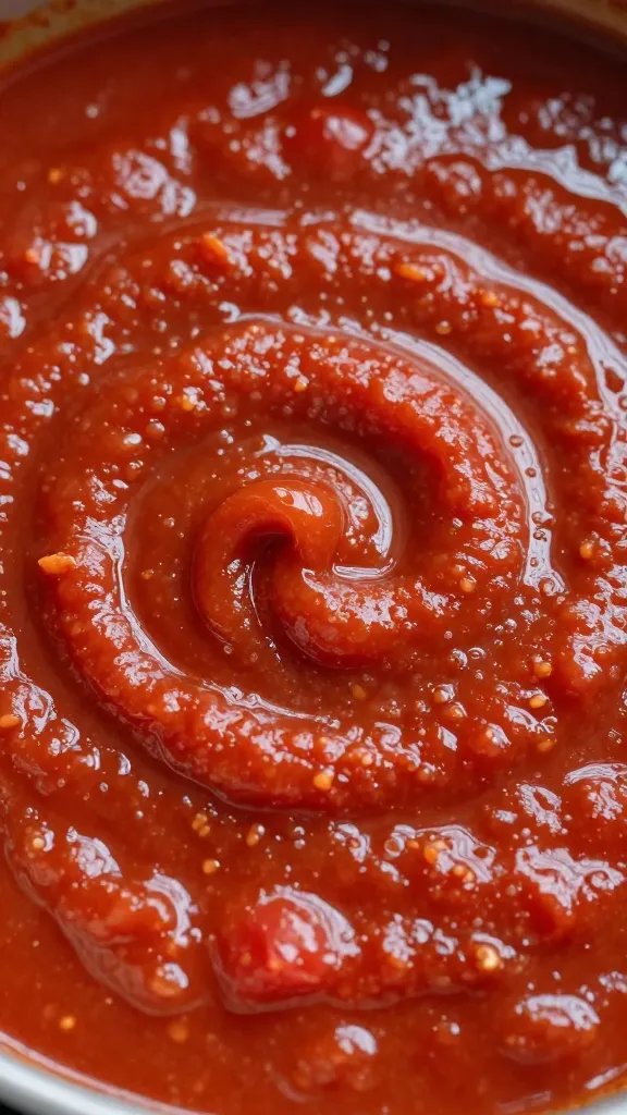 Cozy Up with an Easy Beef Stew Recipe Tonight 5 Closeup: glossy tomato paste swirl on simmering stew surface