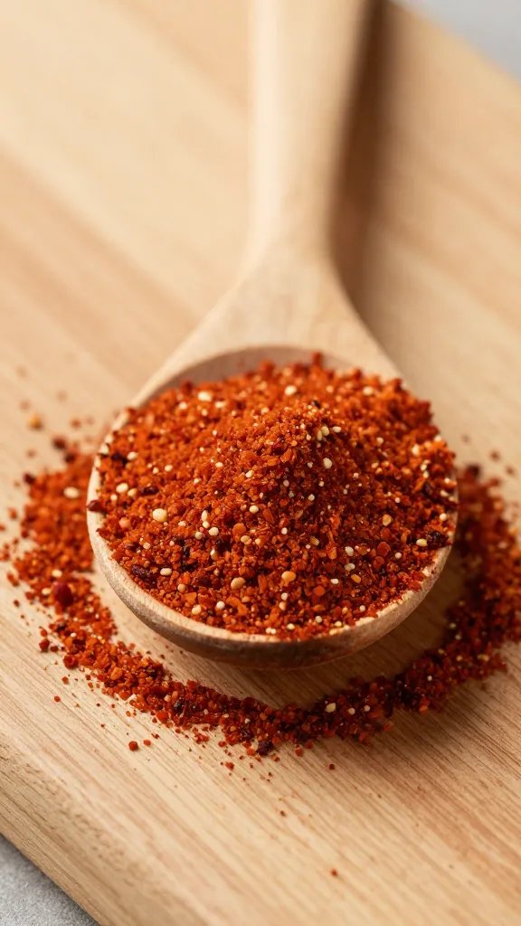 Taco Seasoning Recipe That Sizzles in Minutes 3 closeup of taco seasoning spoonful on wooden prep board