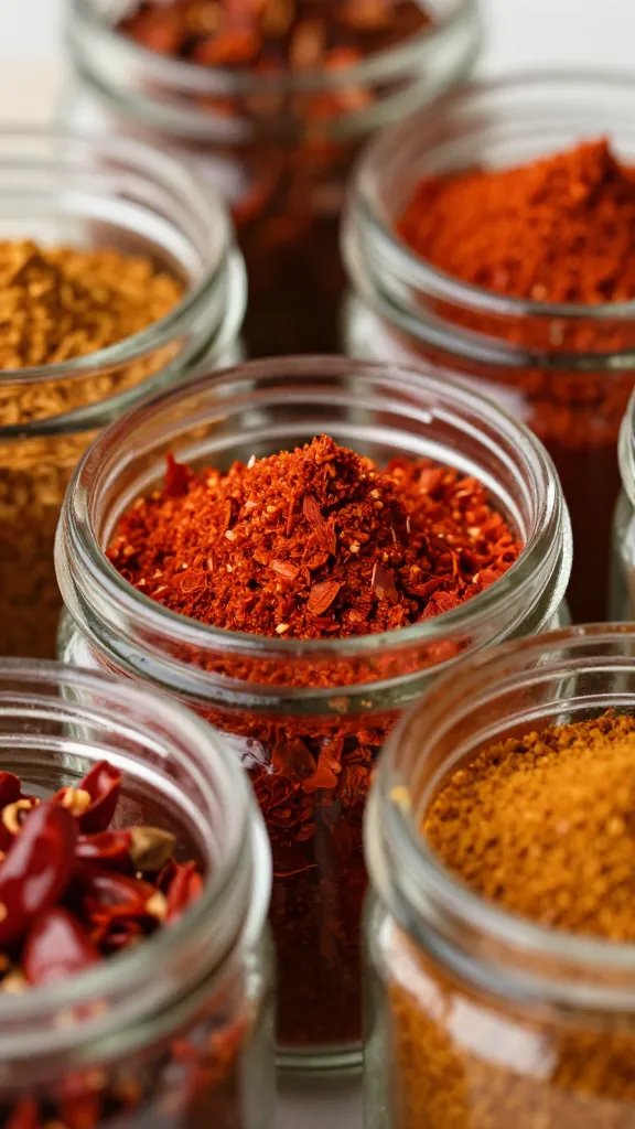 Taco Seasoning Recipe That Sizzles in Minutes 4 macro shot of paprika and chili powder in glass jars