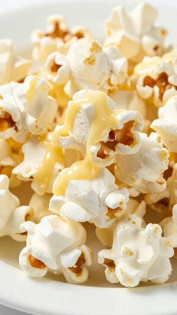 Popcorn Seasoning Recipes That Sizzle Fast 3 Closeup of glossy popcorn with butter drizzle on white plate