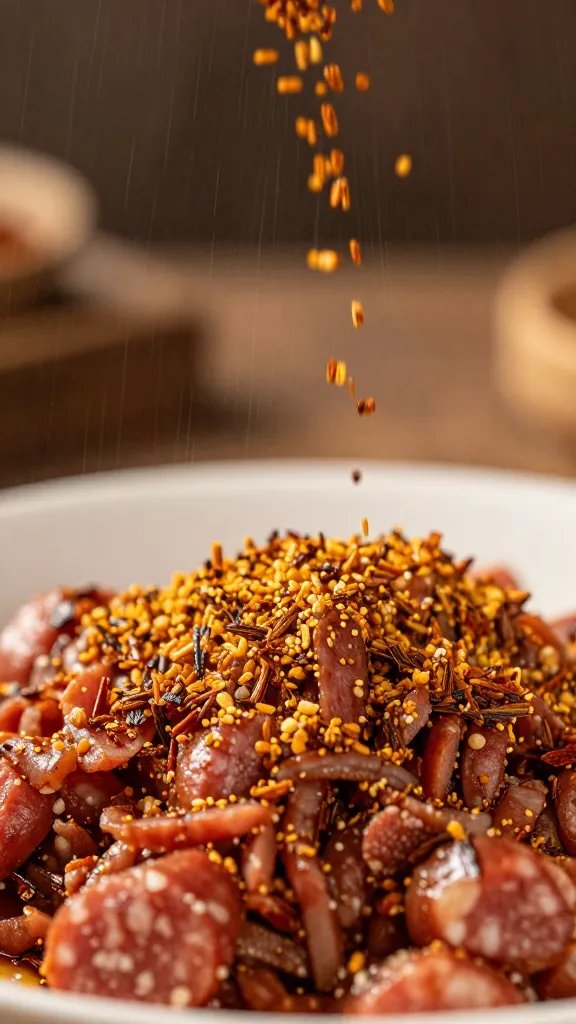 Country Breakfast Sausage Seasoning Recipe: Easy Morning Win 4 closeup of drizzle of smoked paprika over ground sausage