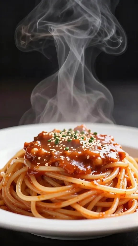 Irresistible Crockpot Spaghetti Sauce Wins You Dinner 5 Closeup of steam rising from a single plate of spaghetti with sauce boadobra