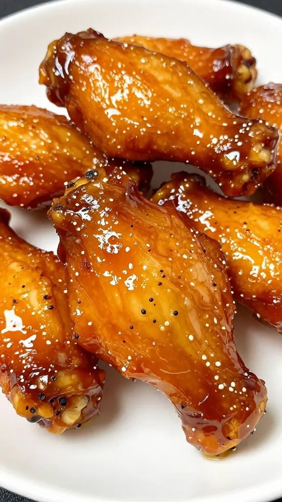 Lemon Pepper Wet Wings Recipe: Tangy Crunch Heaven 3 Closeup glazed lemon pepper wet wing on white plate