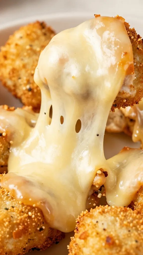 Sizzling Chicken Pepper Jack Cheese Recipe Win 3 Closeup of pepper jack cheese melting over chicken bites