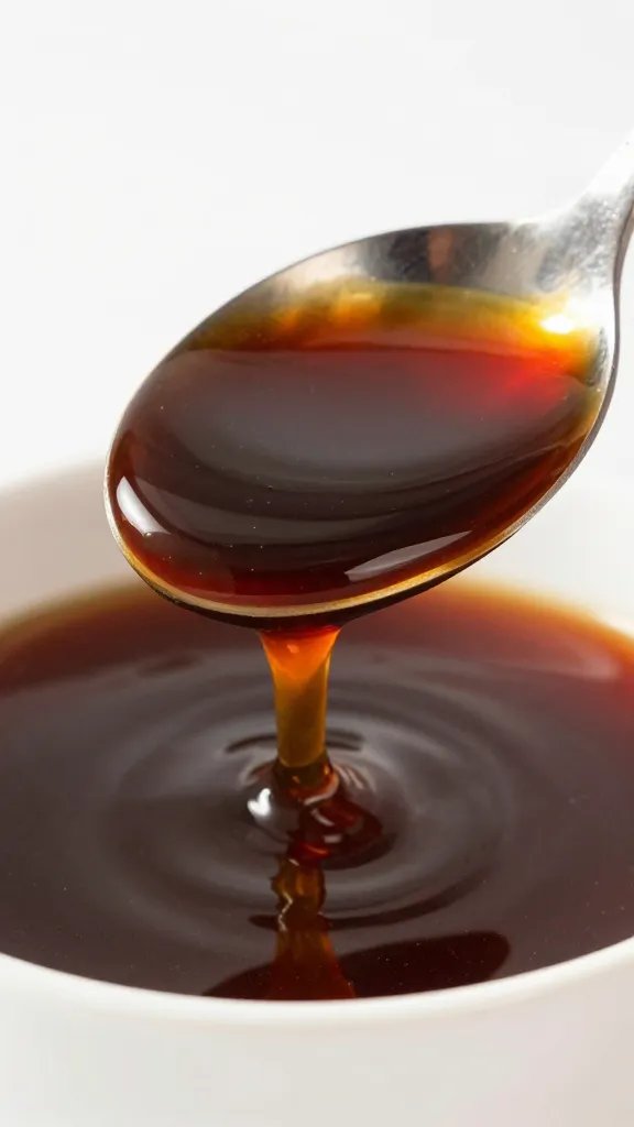 Spring Roll Sauce: a Dip-Dazzle in Minutes 4 Closeup of a single spoon dipping into hoisin-based sauce