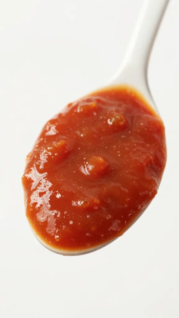 Fiesta Night Your Ranchero Sauce Saves Any Dish 3 Closeup of a single spoonful of ranchero sauce on a white spoon