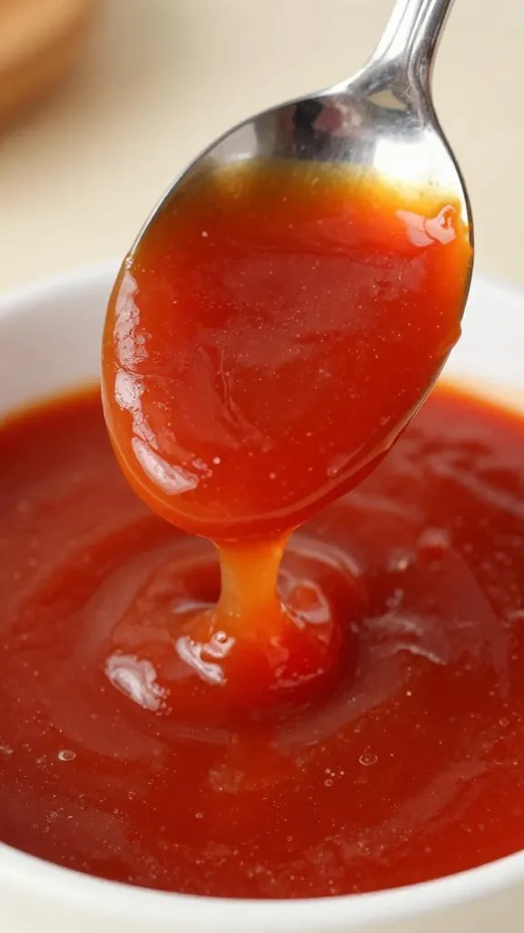 Old Bay Cocktail Sauce: Bold Dip in 2 Minutes 5 Tight shot of a spoon dipping into vivid Old Bay cocktail sauce, no background clutter