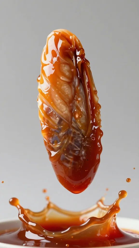 Blues Hog Wild Wing Sauce: Wing Fixes for Obsessed Fans 5 Closeup of a single glossy wing being tossed in sauce mid-air splash