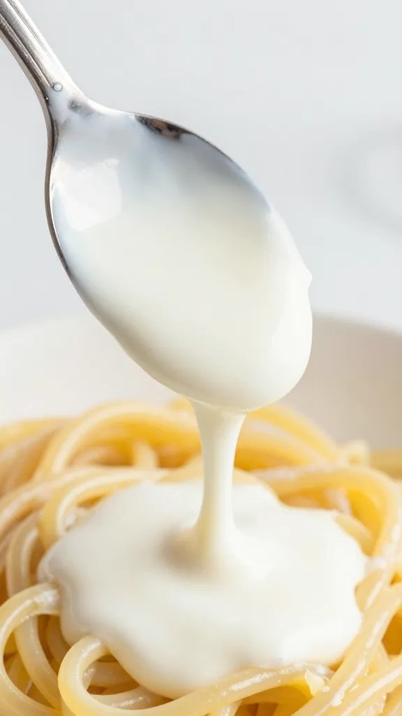 Coconut Cream Pasta Sauce: Easy Weeknight Win 3 closeup spoon with coconut cream pasta sauce drizzle