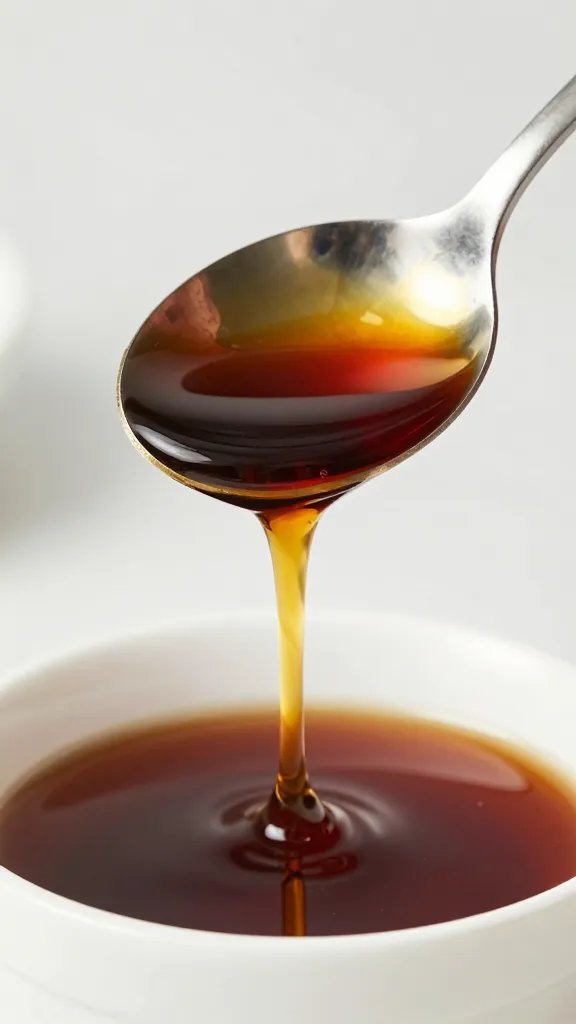 Filipino Vinegar Dipping Sauce: a Tangy Wing-Win 4 closeup of a spoon dripping sauce from a dipping bowl onto a white plate