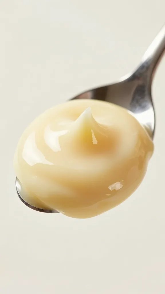 Grana Padano Cheese Sauce That Dazzles Your Dinner 3 closeup of glossy Grana Padano cheese sauce swirl on spoon