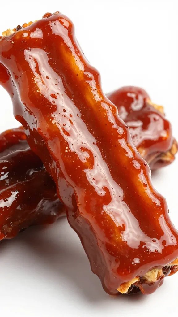 Texas Pete Bbq Sauce: Grill-Grade Flavor Unleashed 4 Closeup glossy ribs glazed with Texas Pete BBQ sauce