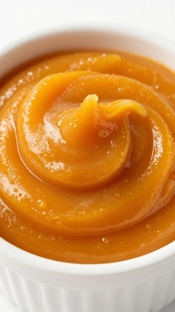 Sugar Free Pumpkin Sauce: Cozy & Creamy in Minutes 3 closeup of sugar-free pumpkin sauce swirl in white ramekin
