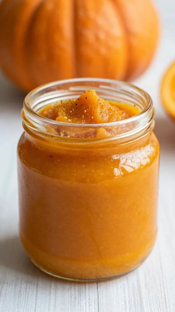 Sugar Free Pumpkin Sauce: Cozy & Creamy in Minutes 4 focused shot of pumpkin puree jar with spice dusting