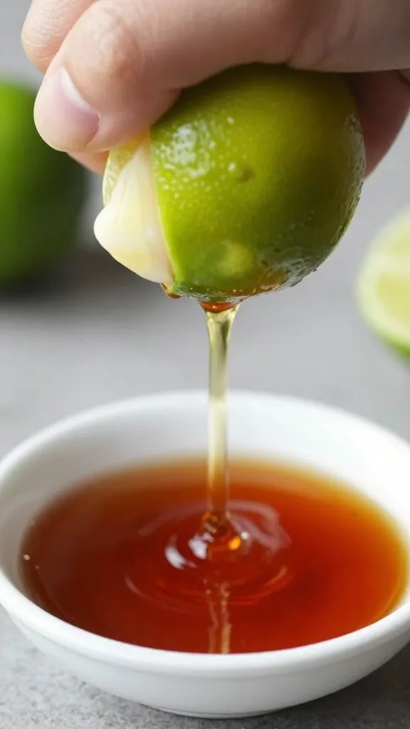 Thai Fermented Fish Sauce: Umami Punch for Any Dish 4 Closeup of a lime squeezed half over a small dish of fish sauce, single focus