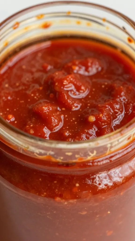 Vincents Marinara Sauce: a Quick, Cozy Tomato Hug 3 closeup of Vincente’s marinara jar with glossy sauce edge