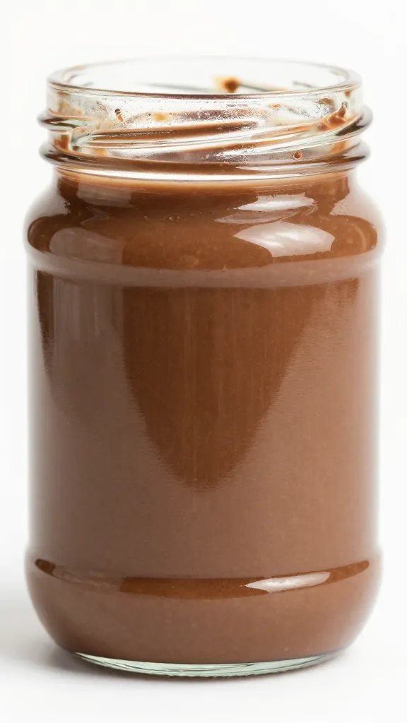 Mocha Sauce for Coffee: Flavor Fire in Seconds 3 Closeup of a glossy mocha sauce jar on white background
