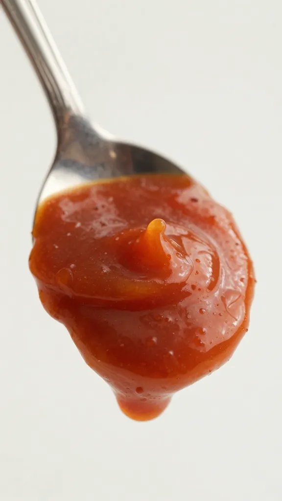 Hooters 3 Mile Island Sauce Recipe: Wing-Night Mvp in Minutes 3 Closeup of glossy Hooters 3 Mile Island sauce swirl on spoon