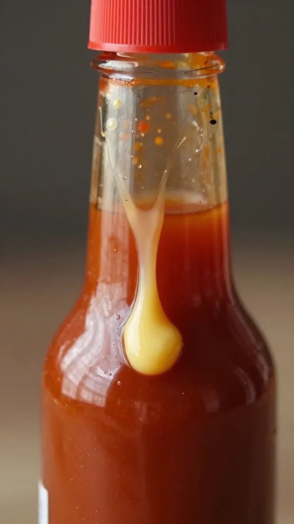 Hooters 3 Mile Island Sauce Recipe: Wing-Night Mvp in Minutes 4 Closeup of hot sauce bottle with melted butter drizzle drop