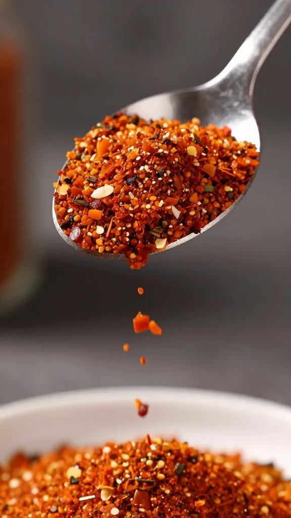 Master the Flavor: Fajita Seasoning Secrets Revealed 3 closeup of a single teaspoon pouring fajita seasoning