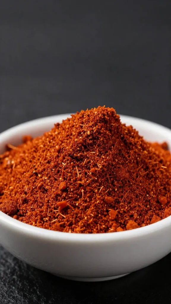 Master the Flavor: Fajita Seasoning Secrets Revealed 5 closeup of a single bowl of chili powder against dark background