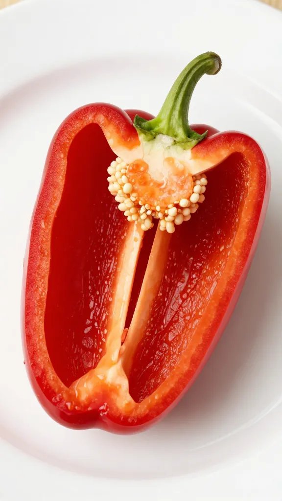 Santa Fe Grande Pepper Recipes: Bold, Bright & Easy Picks 3 Close-up of a single Santa Fe Grande pepper, sliced, on white plate