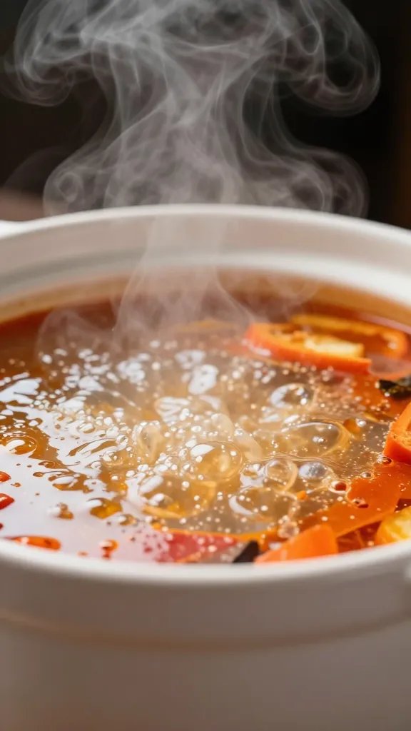 Campbell'S Pepper Pot Soup Recipe: Cozy One-Pot Comfort 3 Closeup of pepper pot soup steam rising in a white bowl