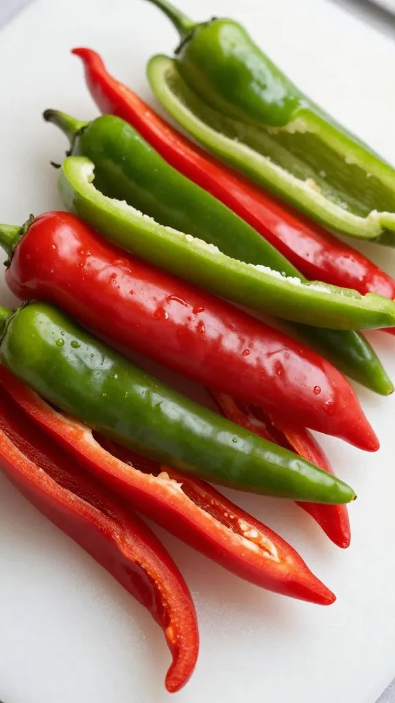 Kosher Pepper Steak Recipe: Weeknight Winner 4 Closeup of bright red and green bell peppers julienned on cutting board