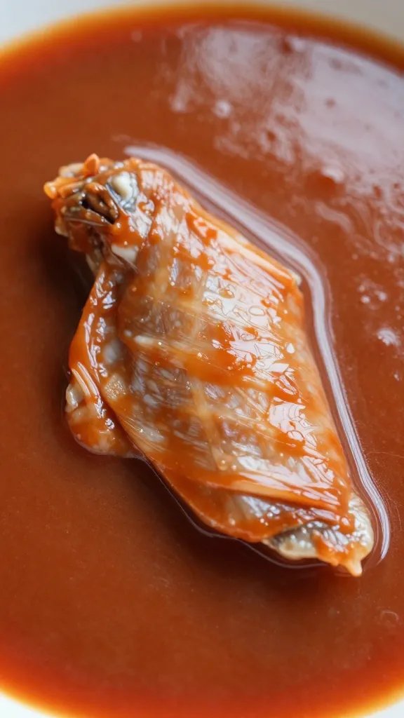 Sybergs Wing Sauce Recipe: the Crispy Weeknight Hero 5 closeup of a single glazed wing resting on glossy sauce-coated surface