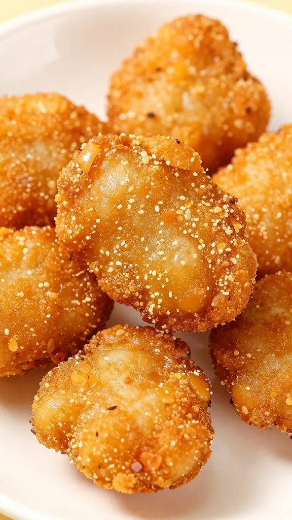 Longhorn Spicy Chicken Bites Sauce Recipe: Firecracker Crunch 3 Closeup of crispy spicy chicken bites on a white plate