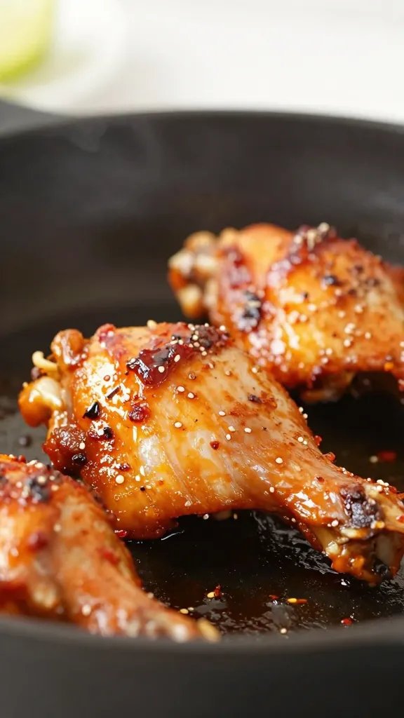 Spicy Chicken Recipes: Jaw-Dropping Weeknight Wins 4 closeup of sizzling spicy chicken thigh on skillet edge