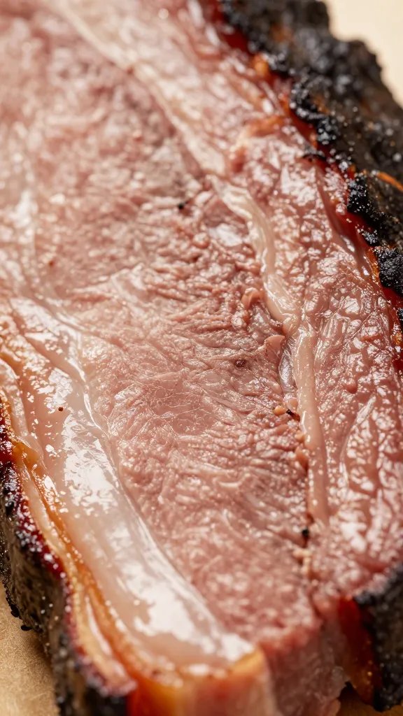 Goldee'S Brisket Rub Recipe: Knockout Flavor Masterclass 4 Extreme closeup crust formation on smoked brisket slice
