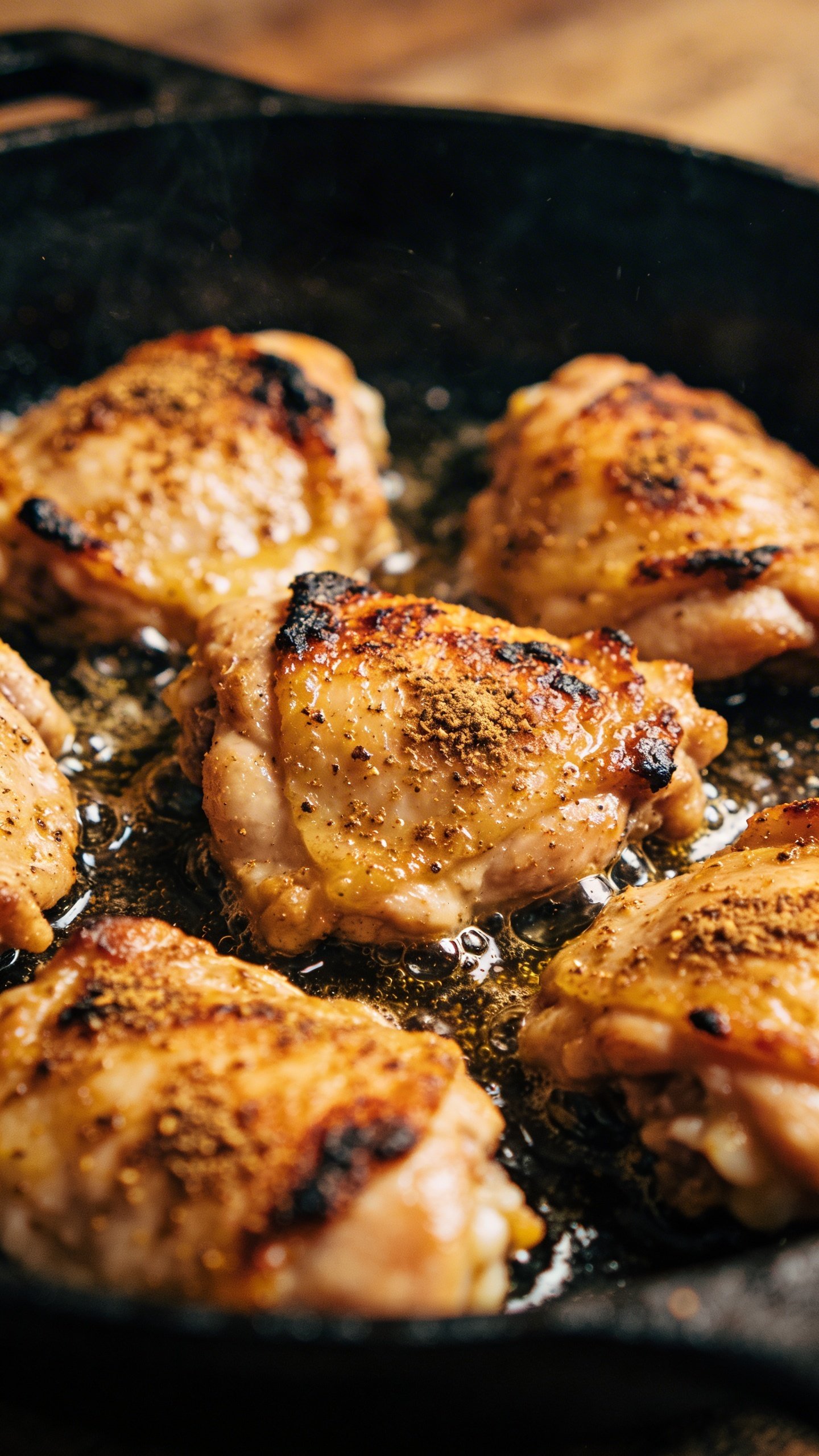 Mexican Pulled Chicken: Weeknight Flavor Boom 4 closeup of smoky cumin-seasoned chicken thighs sizzling in pan