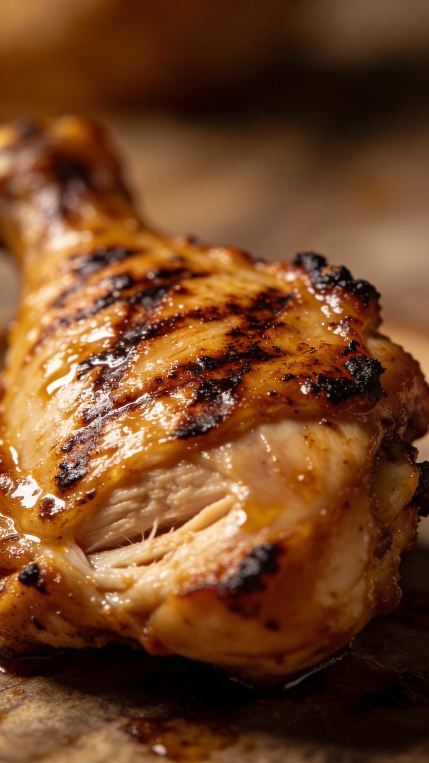 Irresistible Chicken Tikka Masala in 30 Minutes 5 Closeup of a single marinated chicken thigh with charred grill marks