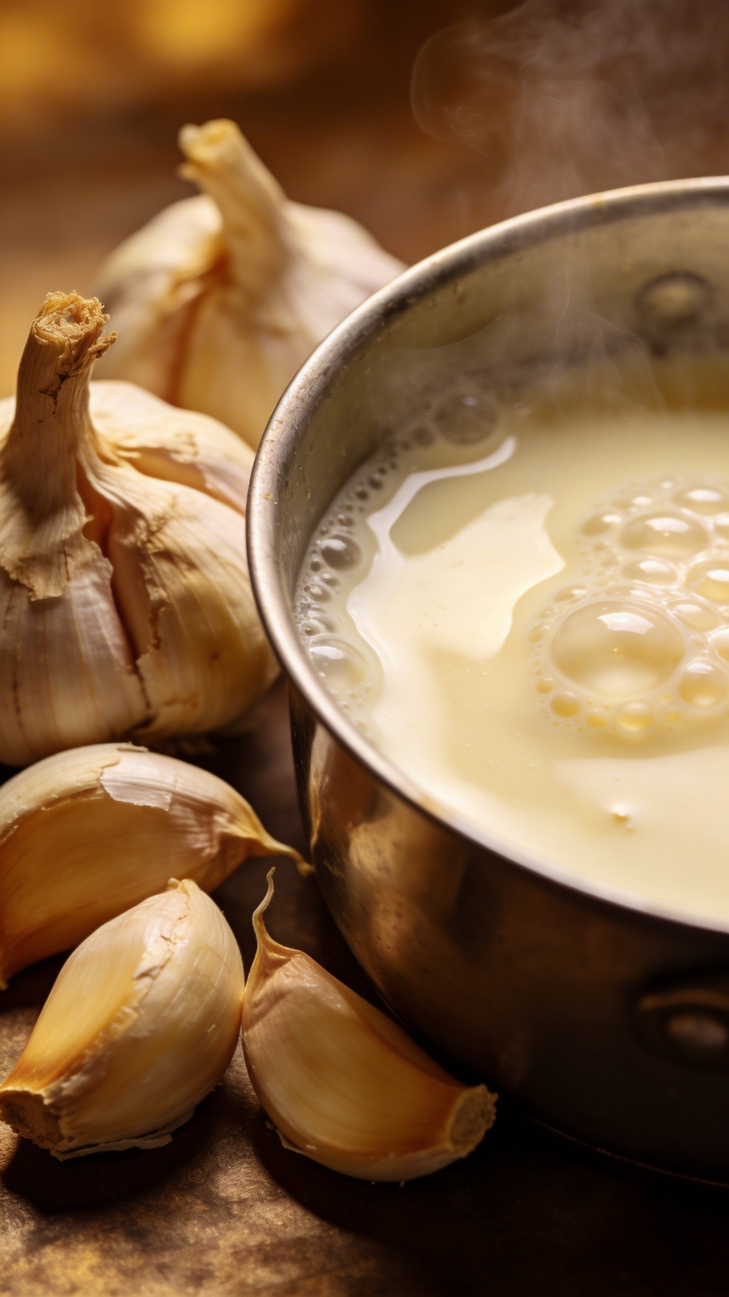 Creamy Mushroom Chicken: Weeknight Comfort in 20 Minutes 5 Closeup of garlic cloves resting beside simmering cream sauce