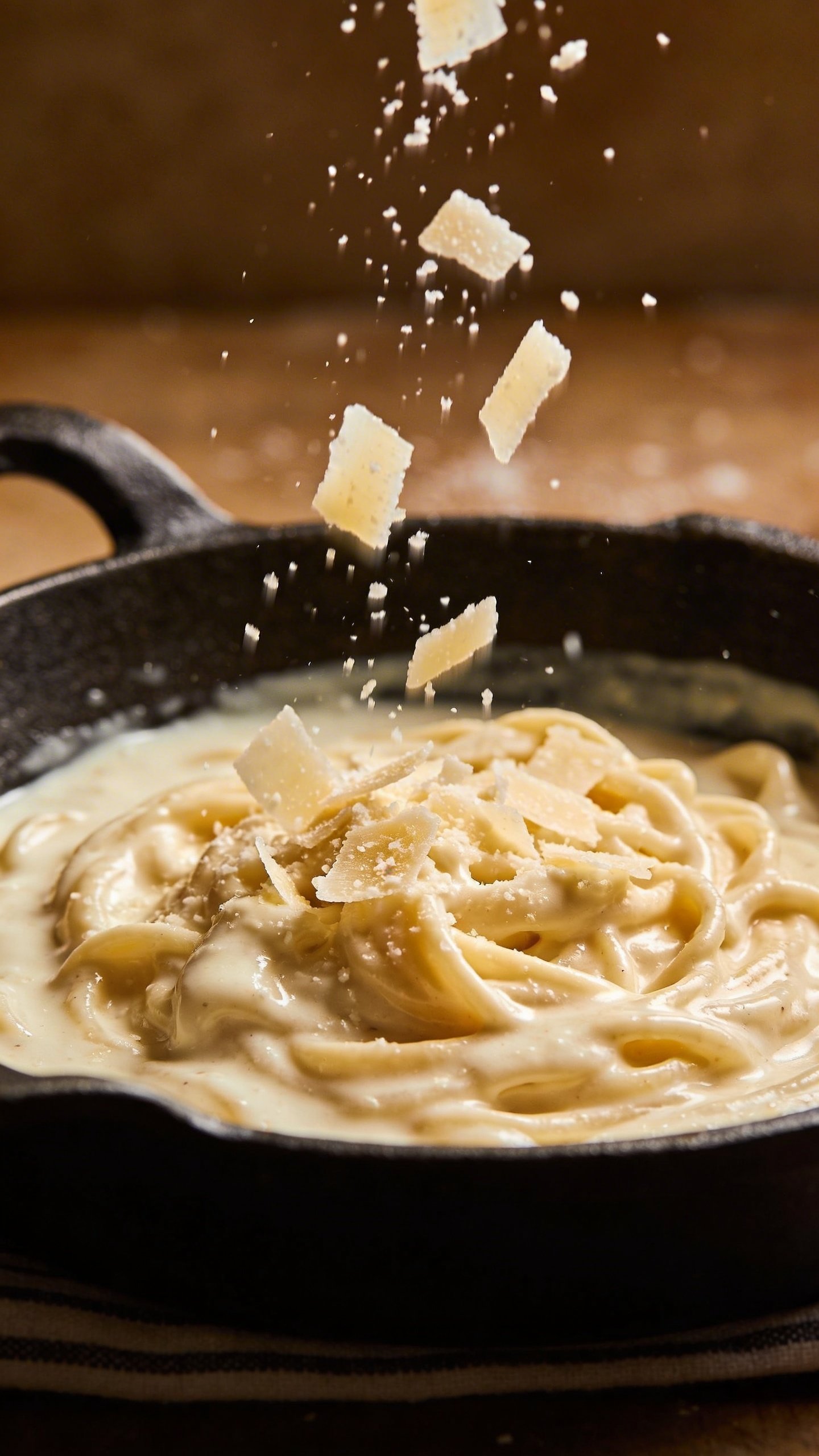 Creamy Chicken Alfredo: Cozy Weeknight Comfort in a Bowl 5 closeup of parmesan snowfall on creamy Alfredo in skillet