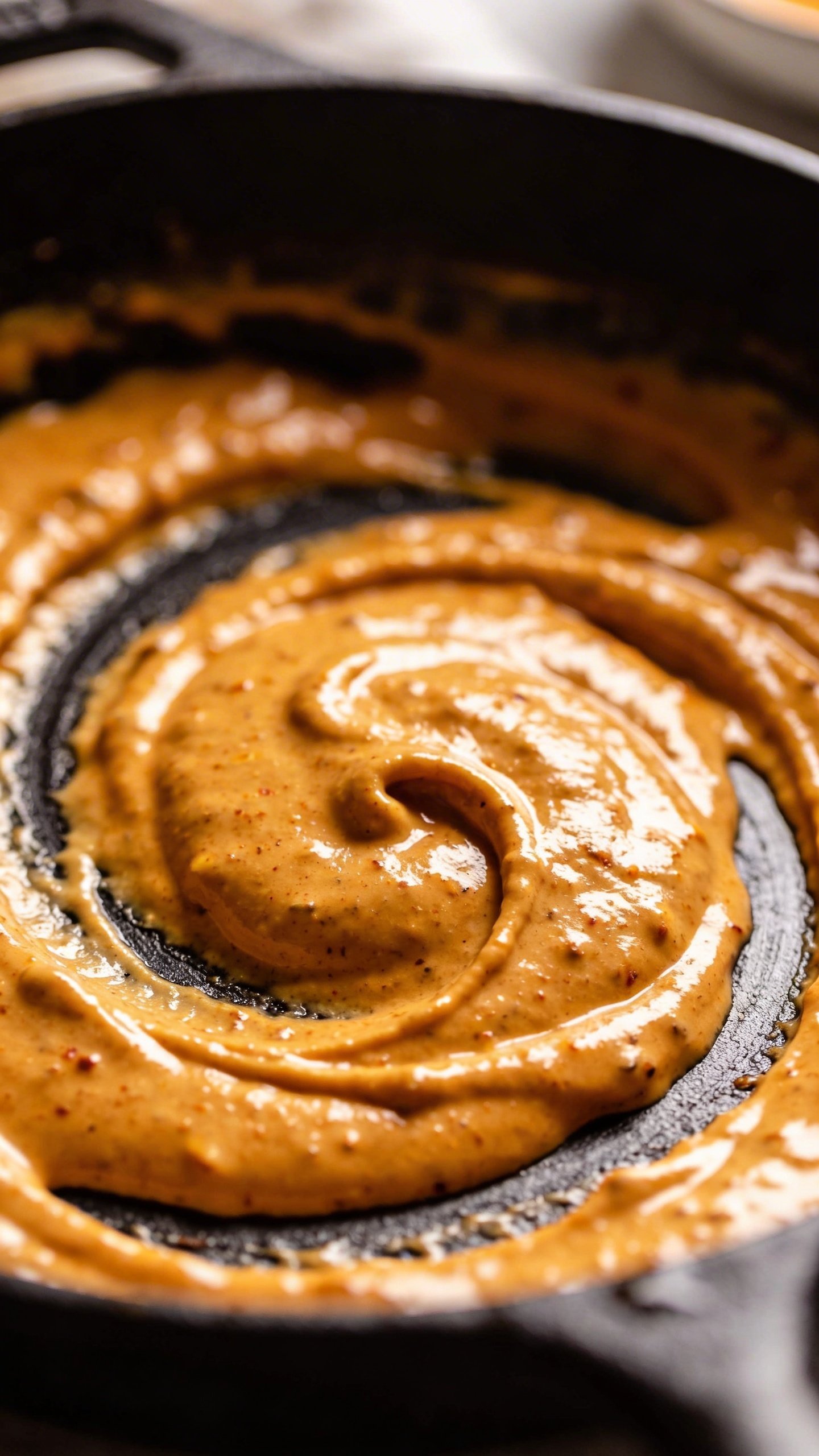 Creamy Cajun Chicken Pasta: Weeknight Skillet Wow 3 Closeup of creamy Cajun sauce swirling in skillet