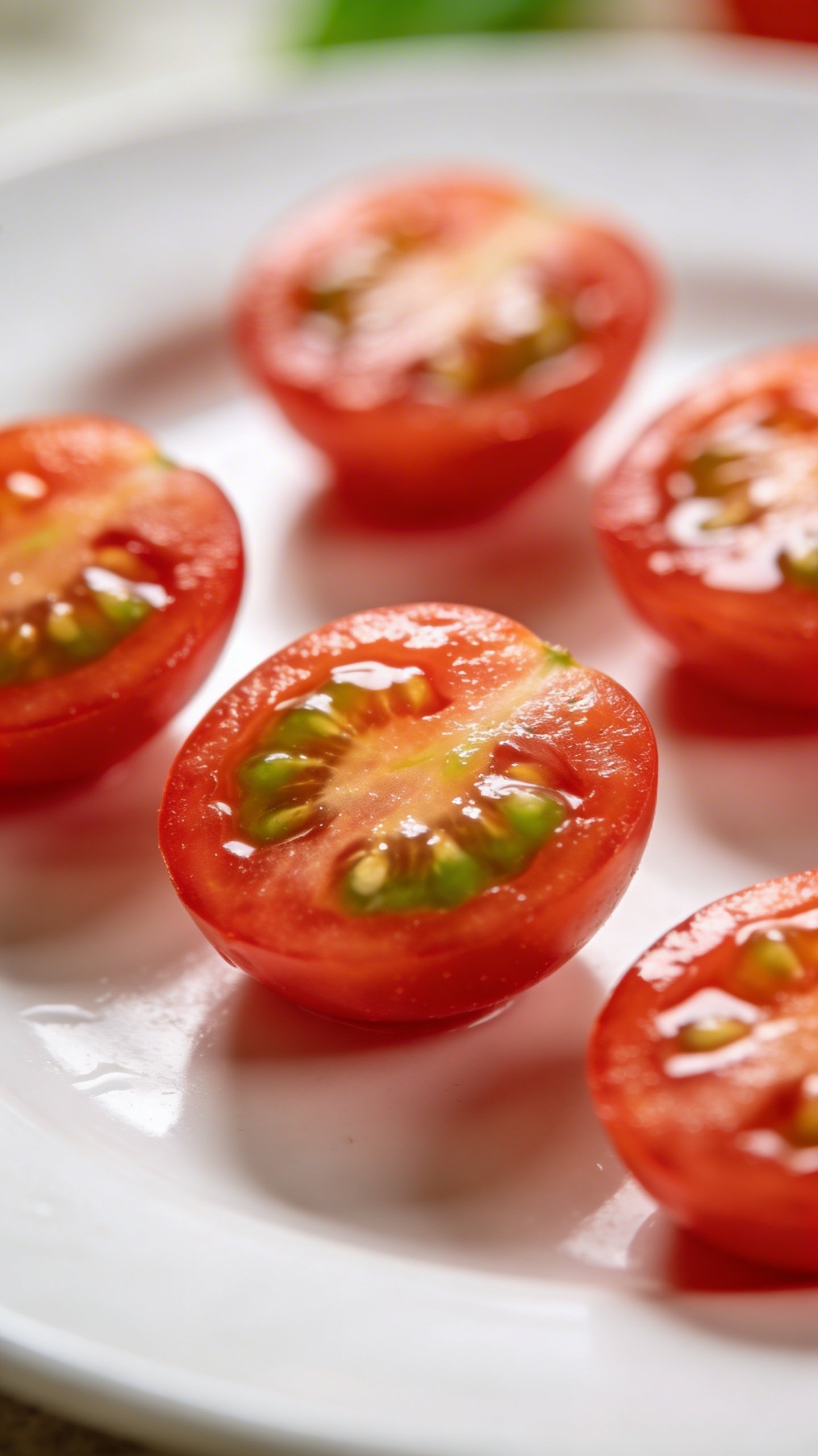 Mediterranean Chicken Bowl: Weeknight Flavor Fix 4 closeup of halved cherry tomatoes on a white plate