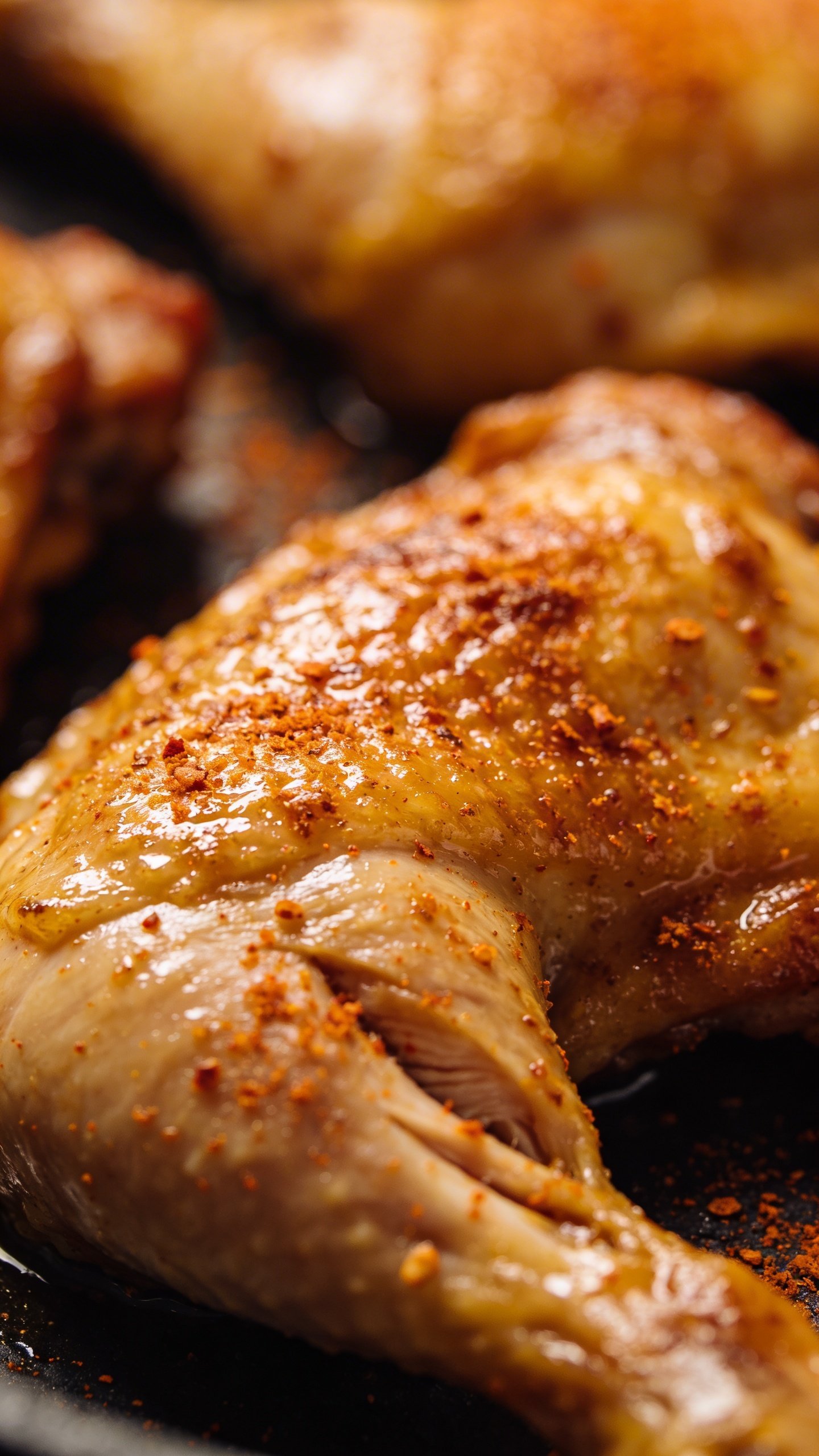 Irresistible Oven Baked Chicken Thighs Tonight 4 closeup of seasoned chicken thigh with paprika specks