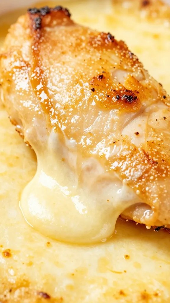 Garlic Parmesan Chicken: Weeknight Magic Quick Dinner Secrets 4 closeup of melted mozzarella atop golden crust chicken breast