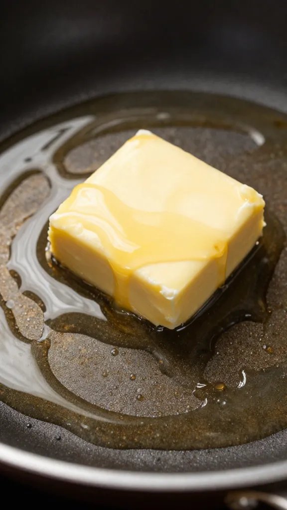 Honey Butter Chicken: a One-Skillet Glow-Up 4 closeup of honey-drizzled skillet glaze pooling on butter