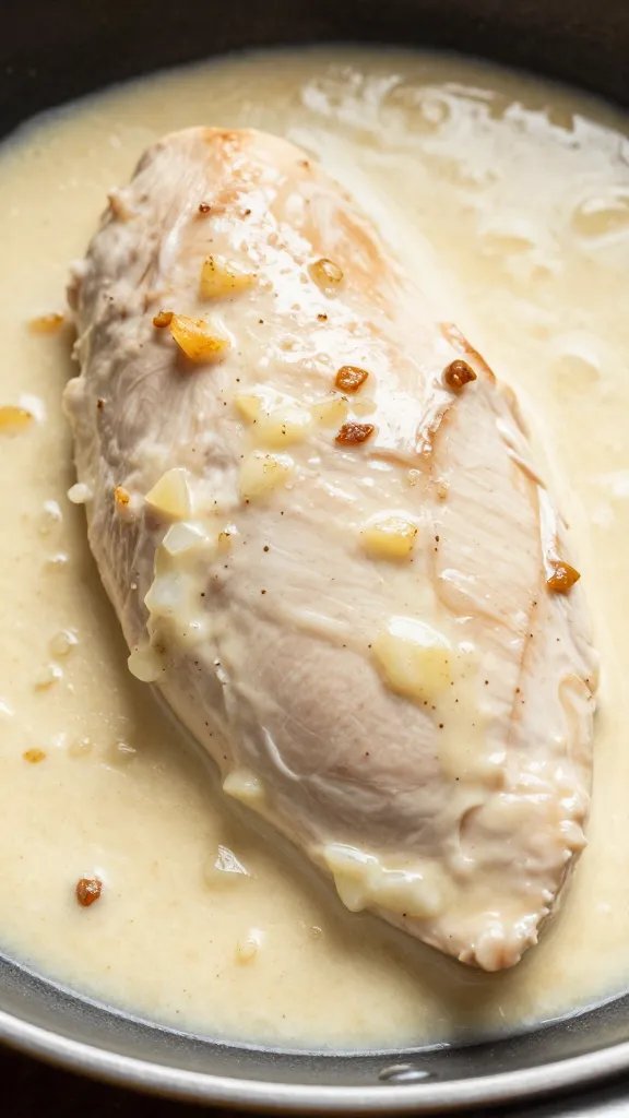 Creamy Tuscan Chicken: One-Pan Weeknight Wow 2 closeup of creamy Tuscan chicken breast in skillet, glossy garlic sauce