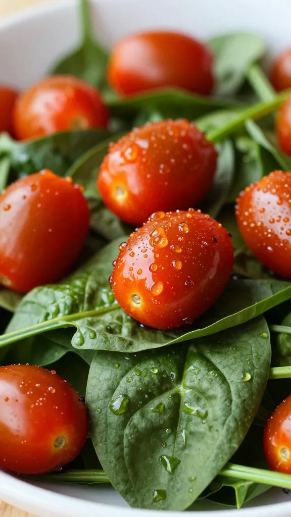 Creamy Tuscan Chicken: One-Pan Weeknight Wow 3 closeup of sun-kissed cherry tomatoes resting atop wilted spinach