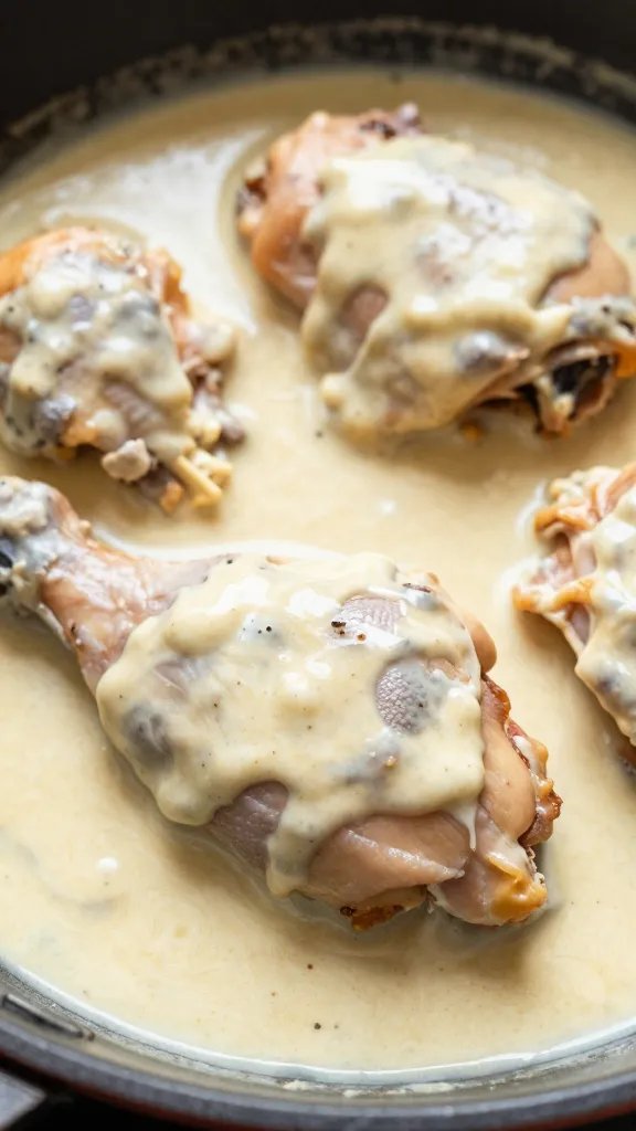 Marry Me Chicken Recipe: One-Skillet Wow Factor 3 closeup of juicy chicken thigh in creamy sauce, single skillet