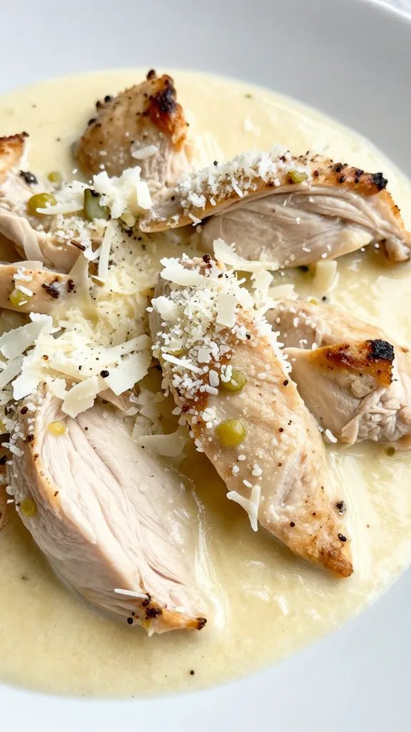 Creamy Garlic Chicken Recipe: Quick & Irresistible Dinner 4 closeup of parmesan-grated finish over creamy garlic chicken plate
